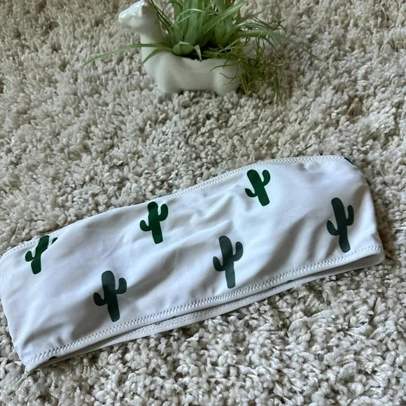 Zaful super cute cactus cacti summer plants indie tube top swim suit top. - Picture 2 of 3
